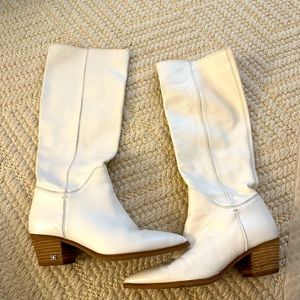 Sam Edelman white leather boots
